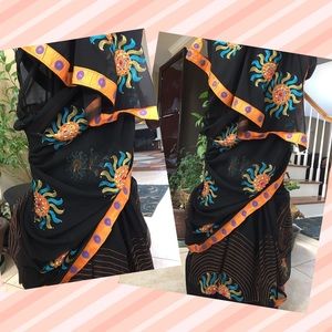 New Black georgette saree Blouse petticoat incl